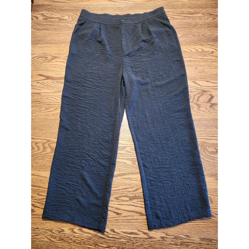 Molly Bracken Wide Leg Crinkle Textured Buttoned Pants Size XL